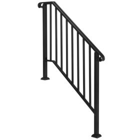 Artisasset Matte Black Outdoor 3 Level Iron Handrail