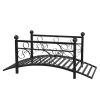 102*51*43cm Garden With Round Iron Ball Flat Top Handrail Garden Iron Bridge Black