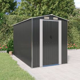 Garden Shed Anthracite 75.6"x140.6"x87.8" Galvanized Steel