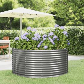 Garden Raised Bed Gray 55.1"x55.1"x26.8" Powder-coated Steel