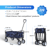 YSSOA Rolling Collapsible Garden Cart Camping Wagon, with 360 Degree Swivel Wheels & Adjustable Handle, 220lbs Weight Capacity,Blue