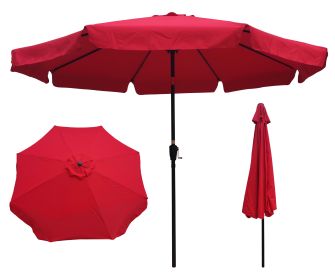 10ft Patio Umbrella Market Round Umbrella Outdoor Garden Umbrellas with Crank and Push Button Tilt for Garden Backyard Pool Shade Outside RT