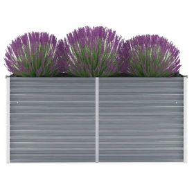 Garden Raised Bed Galvanized Steel 63"x15.7"x31.3" Gray