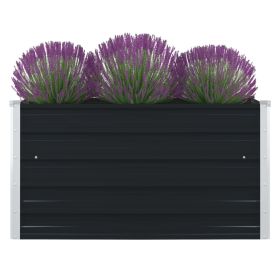 Raised Garden Bed 39.4"x39.4"x17.7" Galvanized Steel Anthracite