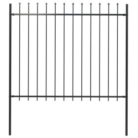 Garden Fence with Spear Top Steel 66.9"x59.1" Black