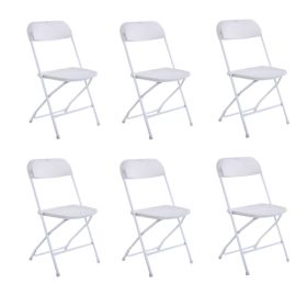 6pcs Injection Molding Classic Garden Plastic Folding Chair White