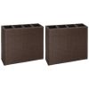 Garden Raised Bed with 4 Pots 2 pcs Poly Rattan Brown