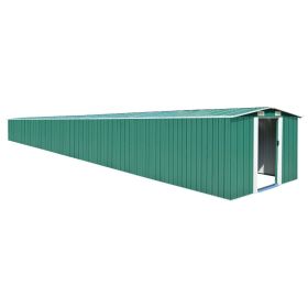 Garden Shed Green 101.2"x389.8"x71.3" Galvanized steel