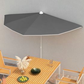 Garden Half Parasol with Pole 70.9"x35.4" Anthracite