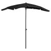 Garden Parasol with Pole 78.7"x51.2" Black