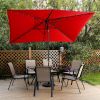 Support Dropshipping Led Red Garden Outdoor Adjustable Title 10 Ft Patio Umbrella With Solar Lights