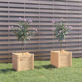 Garden Planters 2 pcs 15.7"x15.7"x15.7" Solid Wood Pine