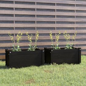 Garden Planters 2 pcs Black 23.6"x12.2"x12.2" Solid Wood Pine