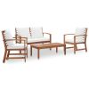 4 Piece Garden Lounge Set with Cushions Solid Acacia Wood