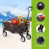 YSSOA Rolling Collapsible Garden Cart Camping Wagon, with 360 Degree Swivel Wheels & Adjustable Handle, 220lbs Weight Capacity,Brown