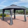 10 x 10 Ft Outdoor Patio Garden Gazebo Canopy With Curtains,Grey Top