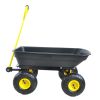 Folding car Poly Garden dump truck with steel frame, 10 inches. Pneumatic tire, 300 lb capacity body 55L black