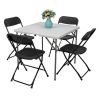 4pcs Injection Molding Classic Garden Plastic Folding Chair Black