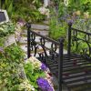 102*51*43cm Garden With Round Iron Ball Flat Top Handrail Garden Iron Bridge Black