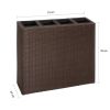 Garden Raised Bed with 4 Pots Poly Rattan Brown