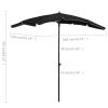 Garden Parasol with Pole 78.7"x51.2" Black