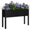 Garden Planters 2 pcs Black 43.3"x12.2"x27.6" Solid Wood Pine