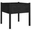 Garden Planters 2 pcs Black 27.6"x27.6"x27.6" Solid Wood Pine