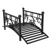 102*51*43cm Garden With Round Iron Ball Flat Top Handrail Garden Iron Bridge Black