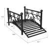 102*51*43cm Garden With Round Iron Ball Flat Top Handrail Garden Iron Bridge Black