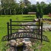 102*51*43cm Garden With Round Iron Ball Flat Top Handrail Garden Iron Bridge Black