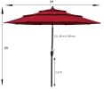 9Ft 3-Tiers Outdoor Patio Umbrella with Crank and tilt and Wind Vents for Garden Deck Backyard Pool Shade Outside Deck Swimming Pool RT