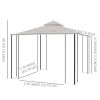 10' x 10' Patio Gazebo, Double Roof Outdoor Gazebo Canopy Shelter with Netting, Steel Corner Frame for Garden, Lawn, Backyard and Deck, Beige