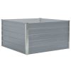 Raised Garden Bed 39.4"x39.4"x17.7" Galvanized Steel Gray