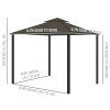 10' x 10' Patio Gazebo, Aluminum Frame Double Roof Outdoor Gazebo Canopy Shelter with Netting & Curtains, for Garden, Lawn, Backyard and Deck, Coffee