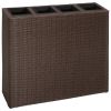 Garden Raised Bed with 4 Pots 2 pcs Poly Rattan Brown