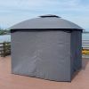 10 x 10 Ft Outdoor Patio Garden Gazebo Canopy With Curtains,Grey Top