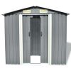 Garden Storage Shed Gray Metal 80.3"x52"x73.2"