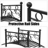 102*51*43cm Garden With Round Iron Ball Flat Top Handrail Garden Iron Bridge Black