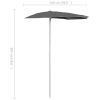 Garden Half Parasol with Pole 70.9"x35.4" Anthracite