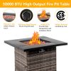 28-Inch Fire Table, 50000 BTU Gas Firepit with Volcanic Stone Black