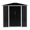 6 x 4 FT Outdoor Storage Shed, Metal Garden Storage House with Double Sliding Doors for Backyard Outdoor Patio, Black