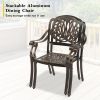 Set of 2 Cast Aluminum Patio Dining Chairs with Cushions, Stackable Outdoor Bistro Chairs for Balcony Backyard Garden Deck, Antique Bronze