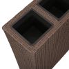 Garden Raised Bed with 4 Pots 2 pcs Poly Rattan Brown