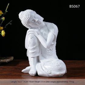 Resin Zen Buddha Statue Flower Pot Courtyard Landscape Balcony Layout Garden Decoration (Option: White Sitting Buddha)