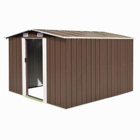 Garden Shed 101.2"x117.3"x70.1" Metal Brown (Color: Brown)