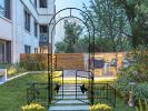 Metal Garden Arch with doors Garden Arbor Trellis Climbing Plants Support Arch Outdoor Arch Wedding Arch Party Events Archway Black